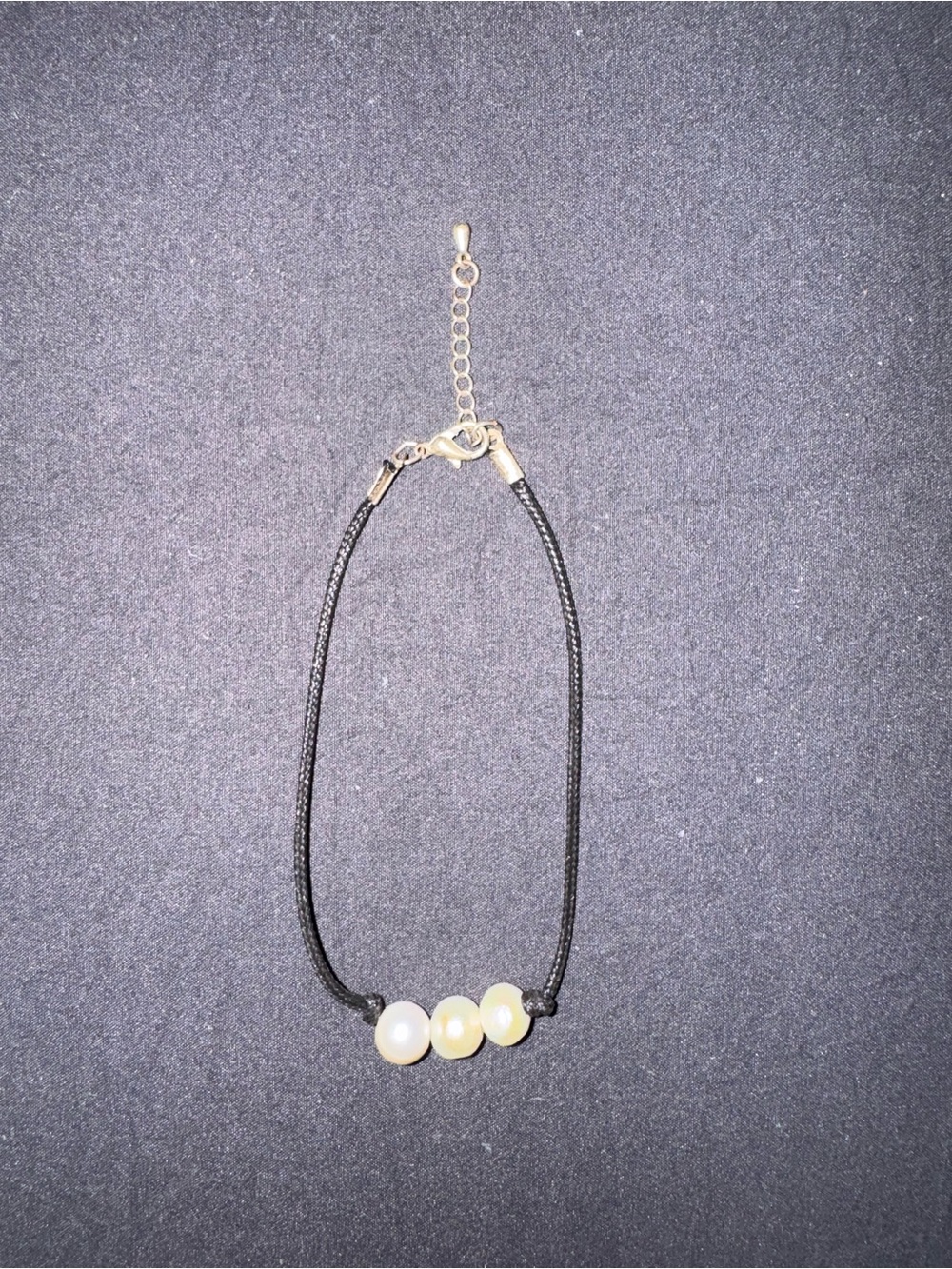 Delicate Black Cord Anklet with Pearls